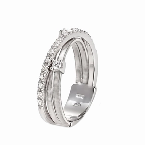Marco Bicego Goa 18ct White Gold 0.19ct Diamond Crossover Ring