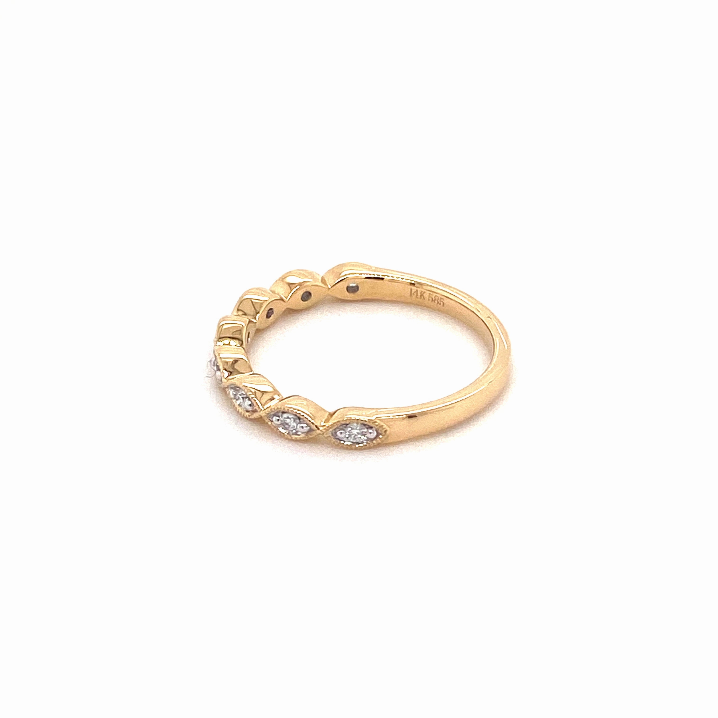 Marquise Yellow Gold Stacker Ring