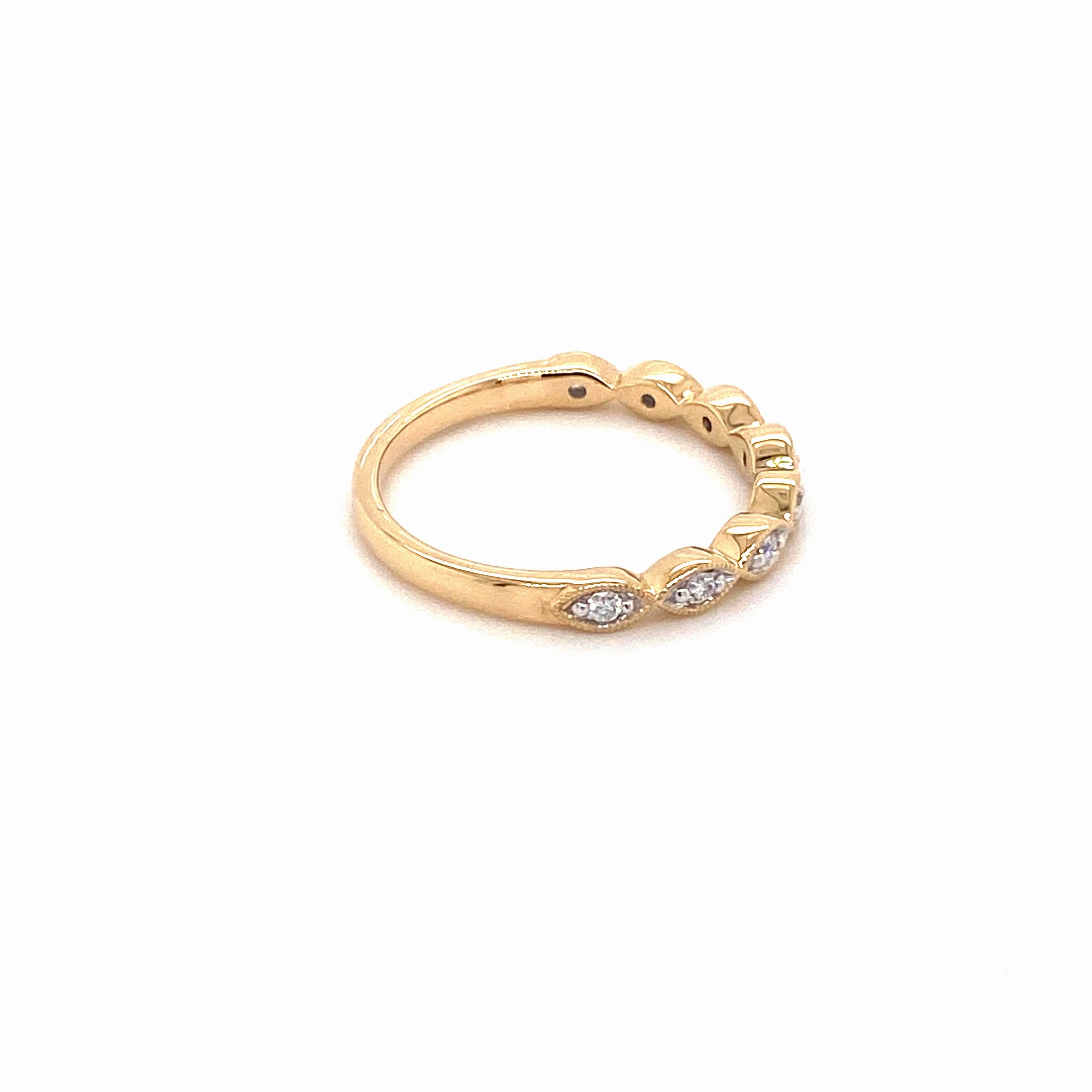 Marquise Yellow Gold Stacker Ring