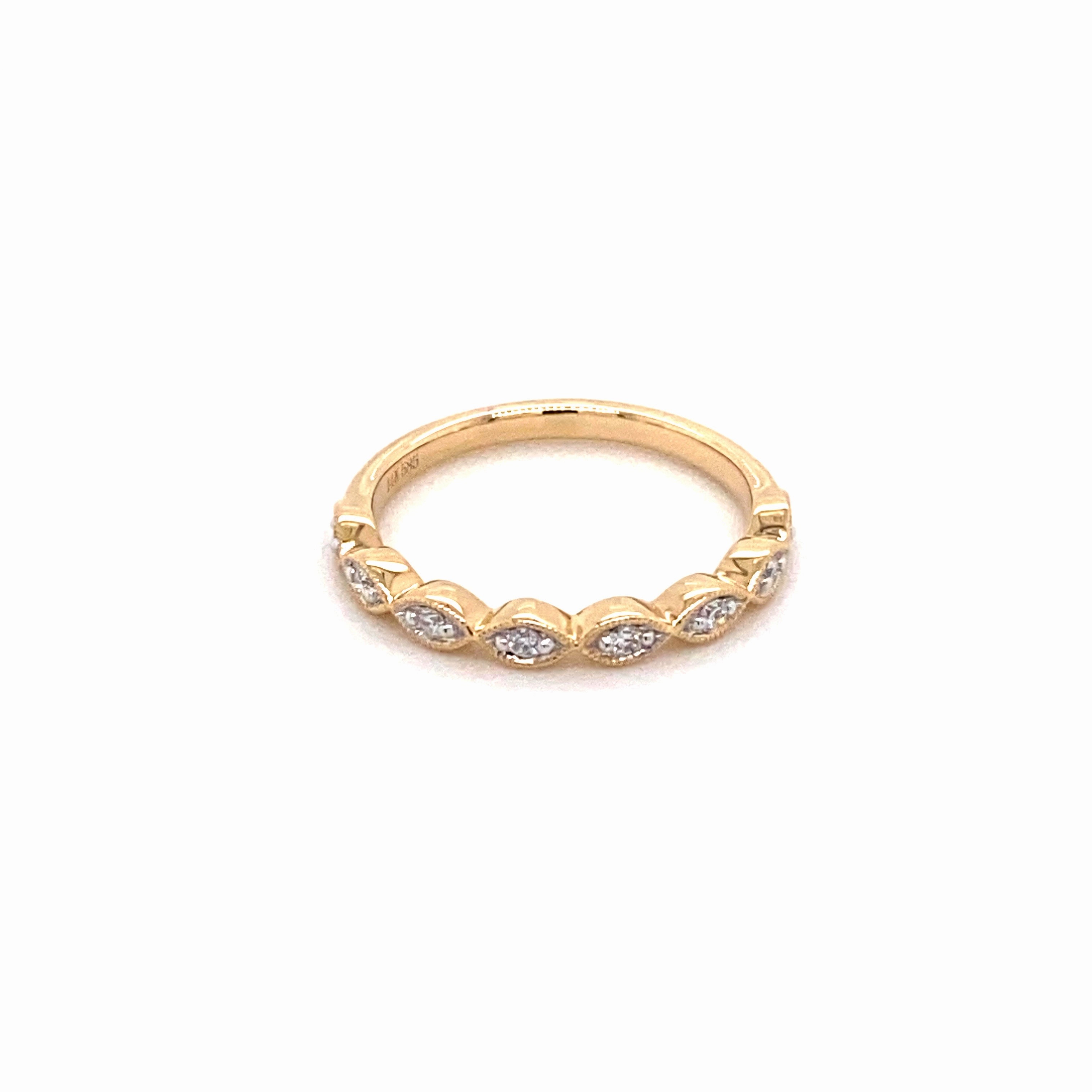 Marquise Yellow Gold Stacker Ring