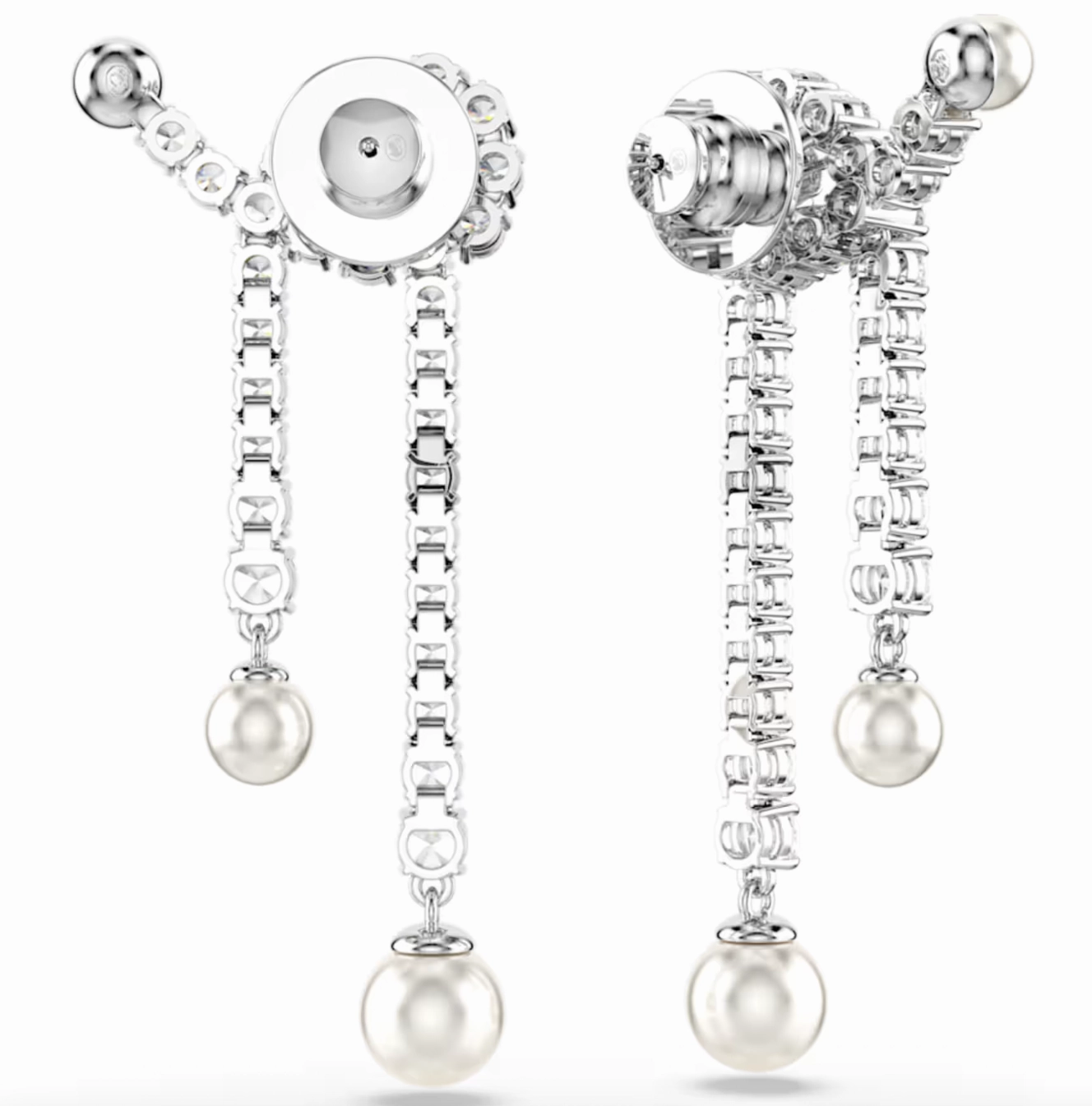 Matrix Crystal Pearl Round Cut, White Drop Earring