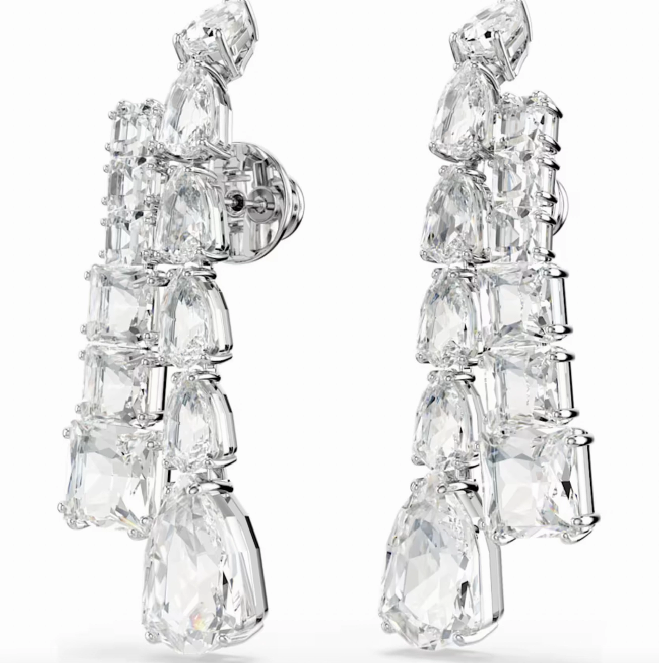 Matrix Mixed Cuts, White Drop Earring