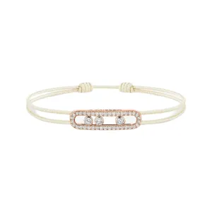Messika Care(s) 18ct Rose Gold & 0.26ct Diamond Cream Cord Pav Bracelet