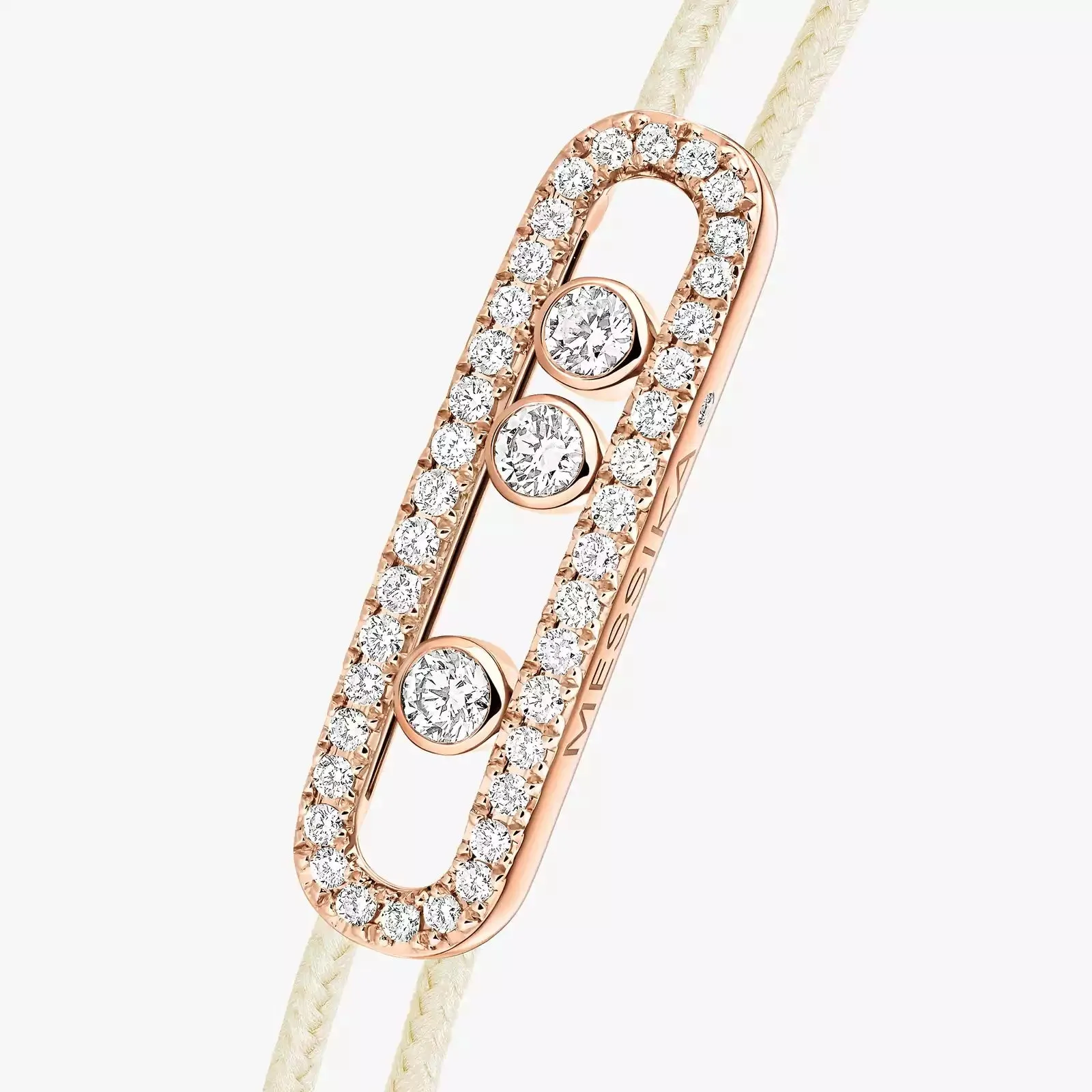 Messika Care(s) 18ct Rose Gold & 0.26ct Diamond Cream Cord Pav Bracelet