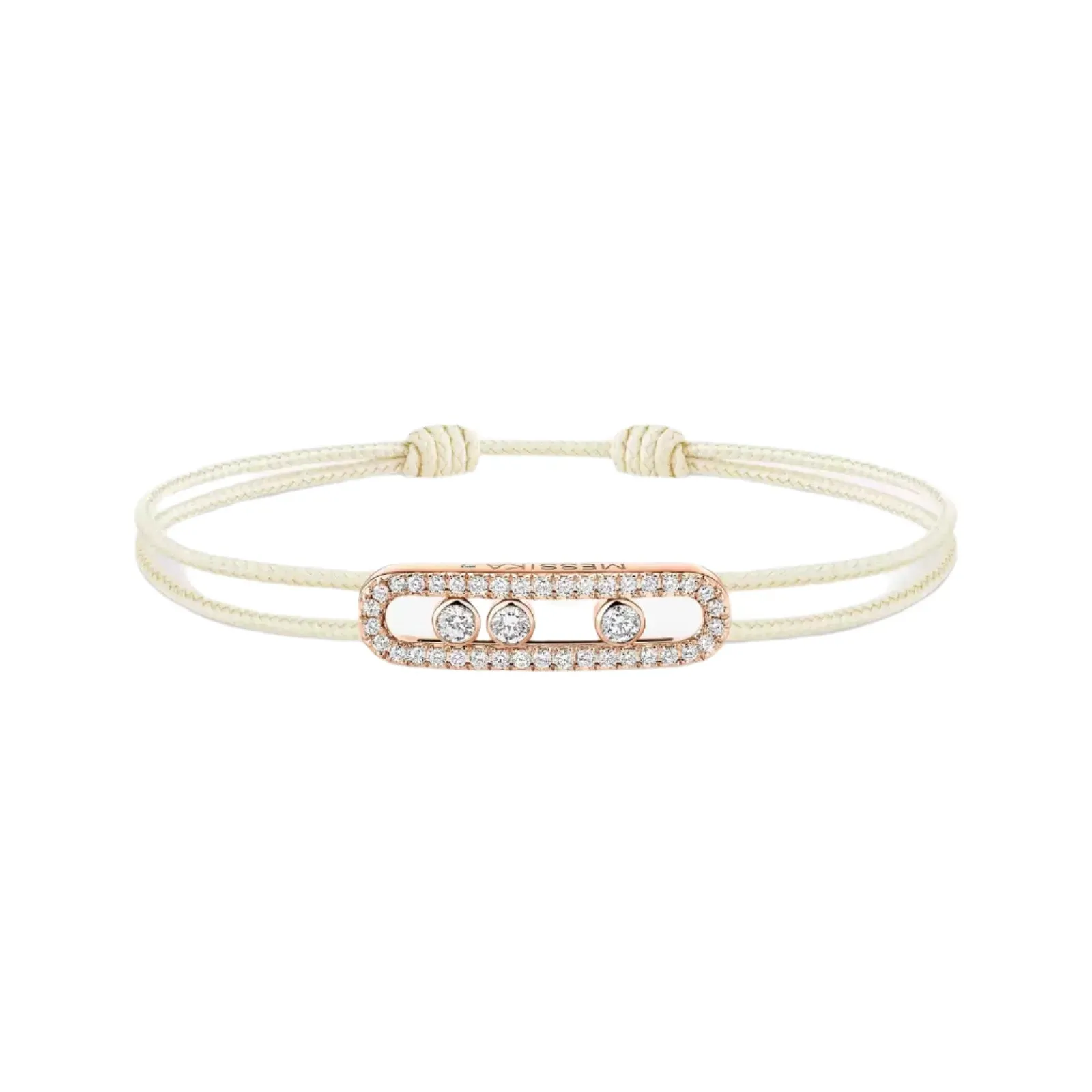Messika Care(s) 18ct Rose Gold & 0.26ct Diamond Cream Cord Pav Bracelet