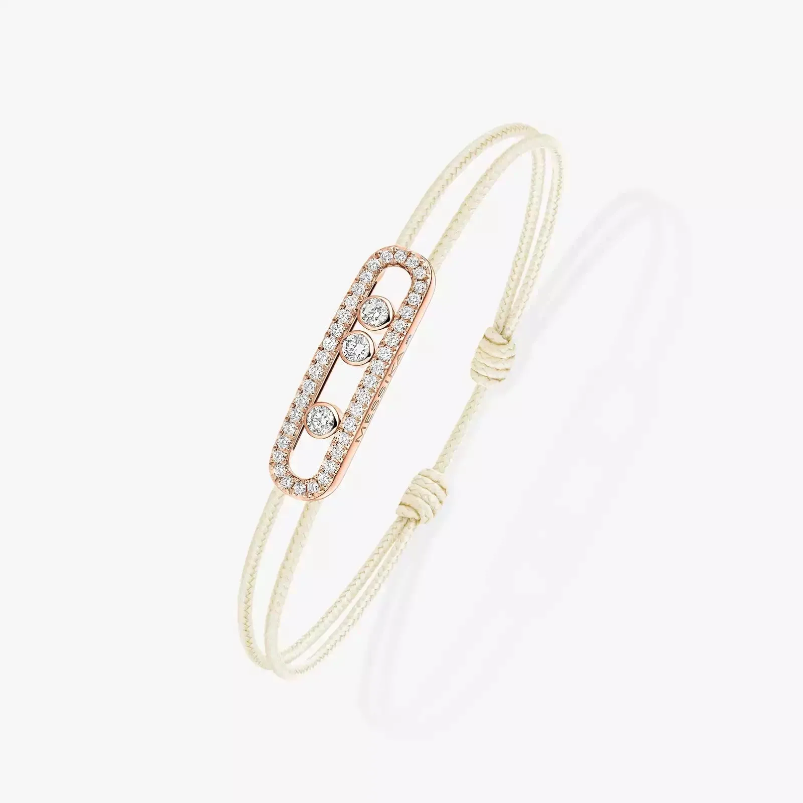 Messika Care(s) 18ct Rose Gold & 0.26ct Diamond Cream Cord Pav Bracelet
