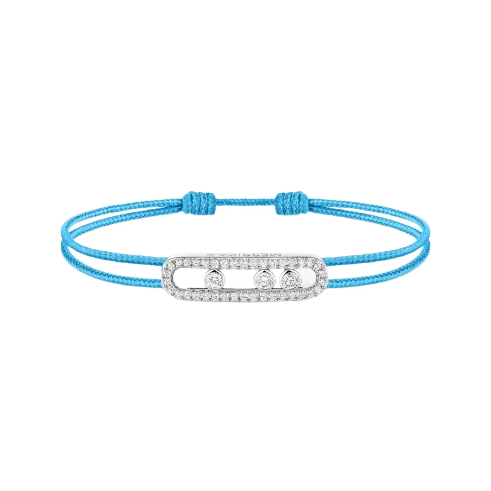 Messika Care(s) 18ct White Gold & 0.26ct Diamond Blue Cord Pav Bracelet