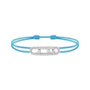 Messika Care(s) 18ct White Gold & 0.26ct Diamond Blue Cord Pav Bracelet