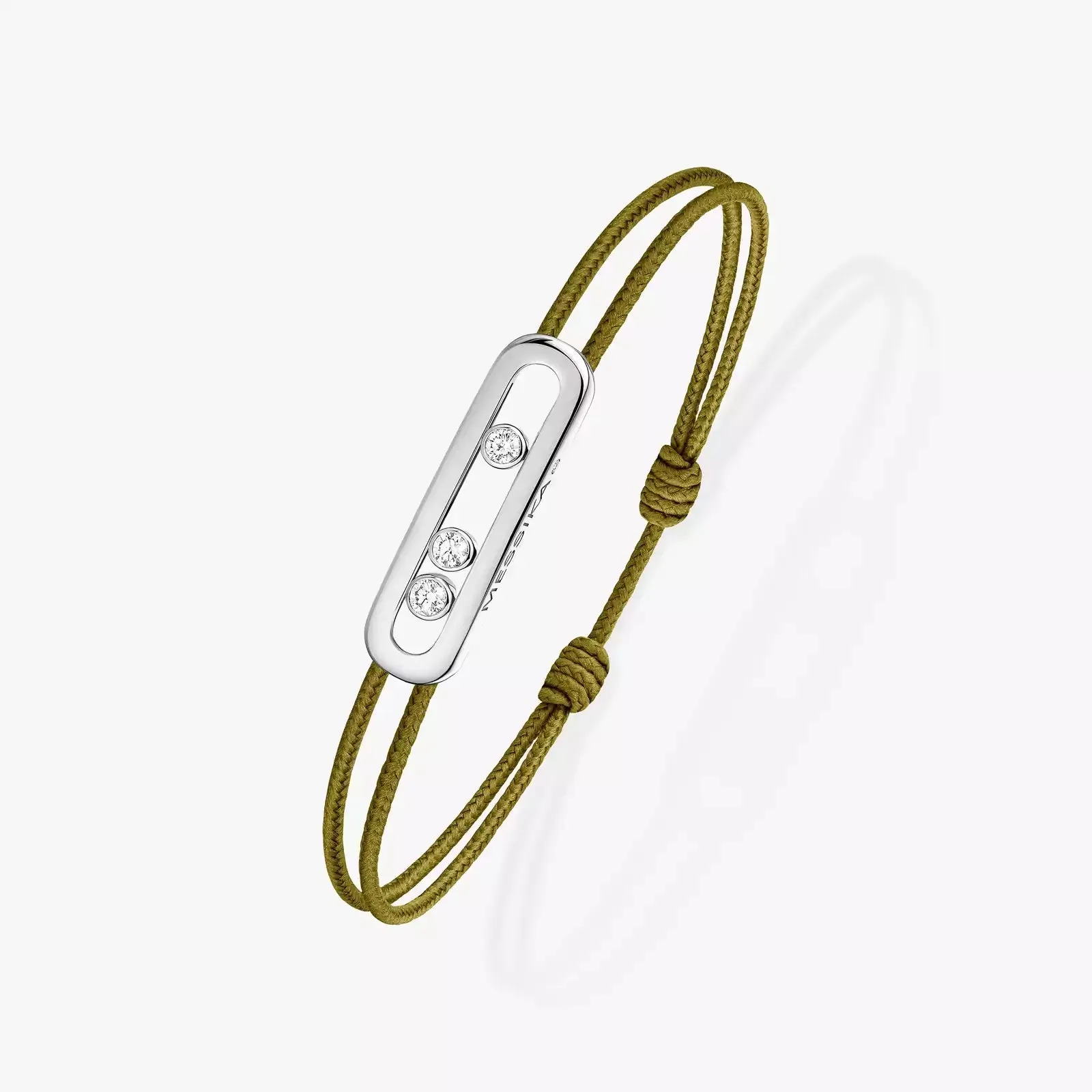 Messika Care(s) 18ct White Gold & Diamond Khaki Cord Bracelet