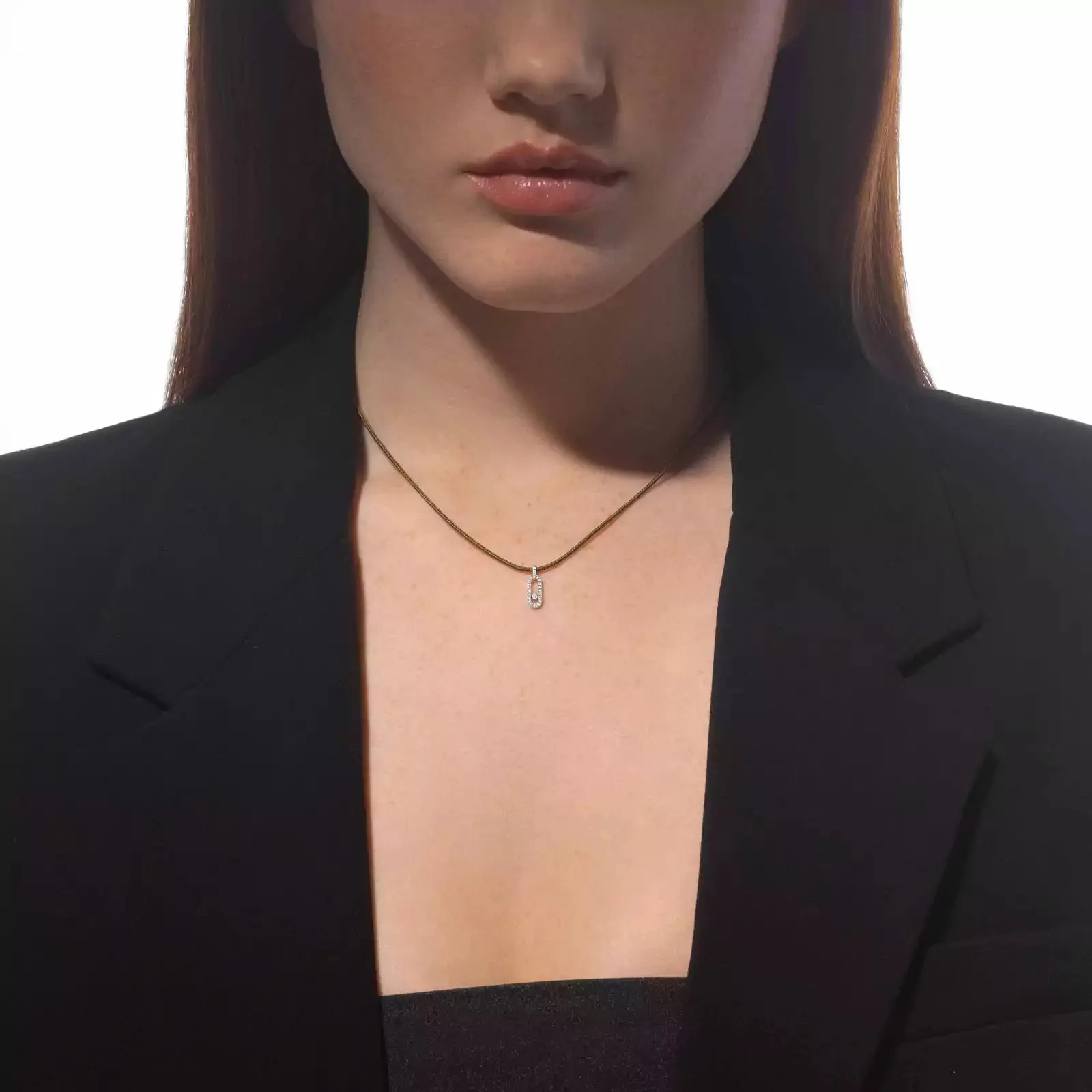 Messika Care(s) 18ct White Gold & Diamond Khaki Cord Pav Necklace