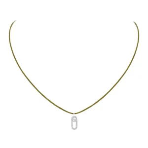 Messika Care(s) 18ct White Gold & Diamond Khaki Cord Pav Necklace
