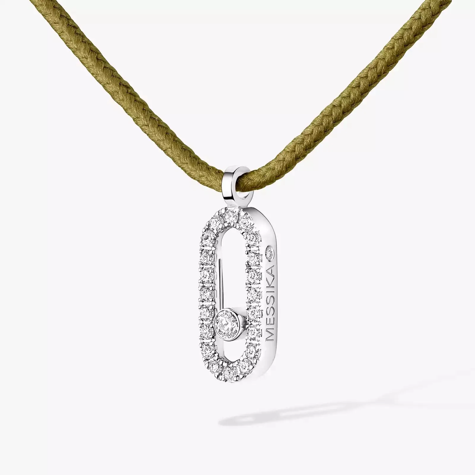 Messika Care(s) 18ct White Gold & Diamond Khaki Cord Pav Necklace