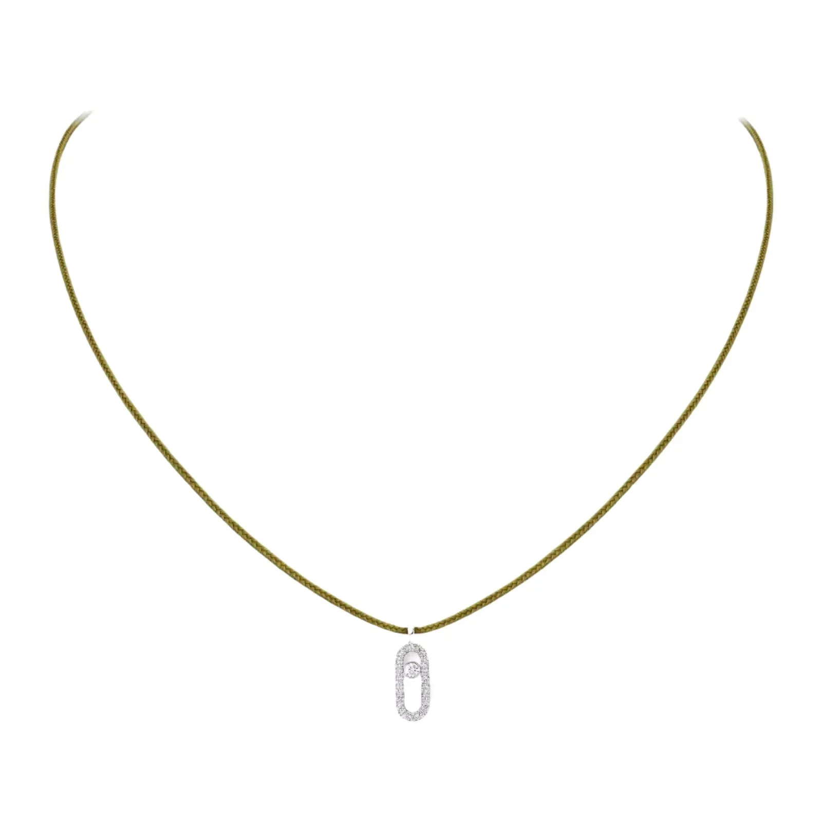 Messika Care(s) 18ct White Gold & Diamond Khaki Cord Pav Necklace