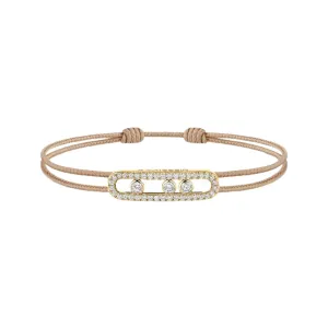 Messika Care(s) 18ct Yellow Gold & 0.26ct Diamond Beige Cord Pav Bracelet
