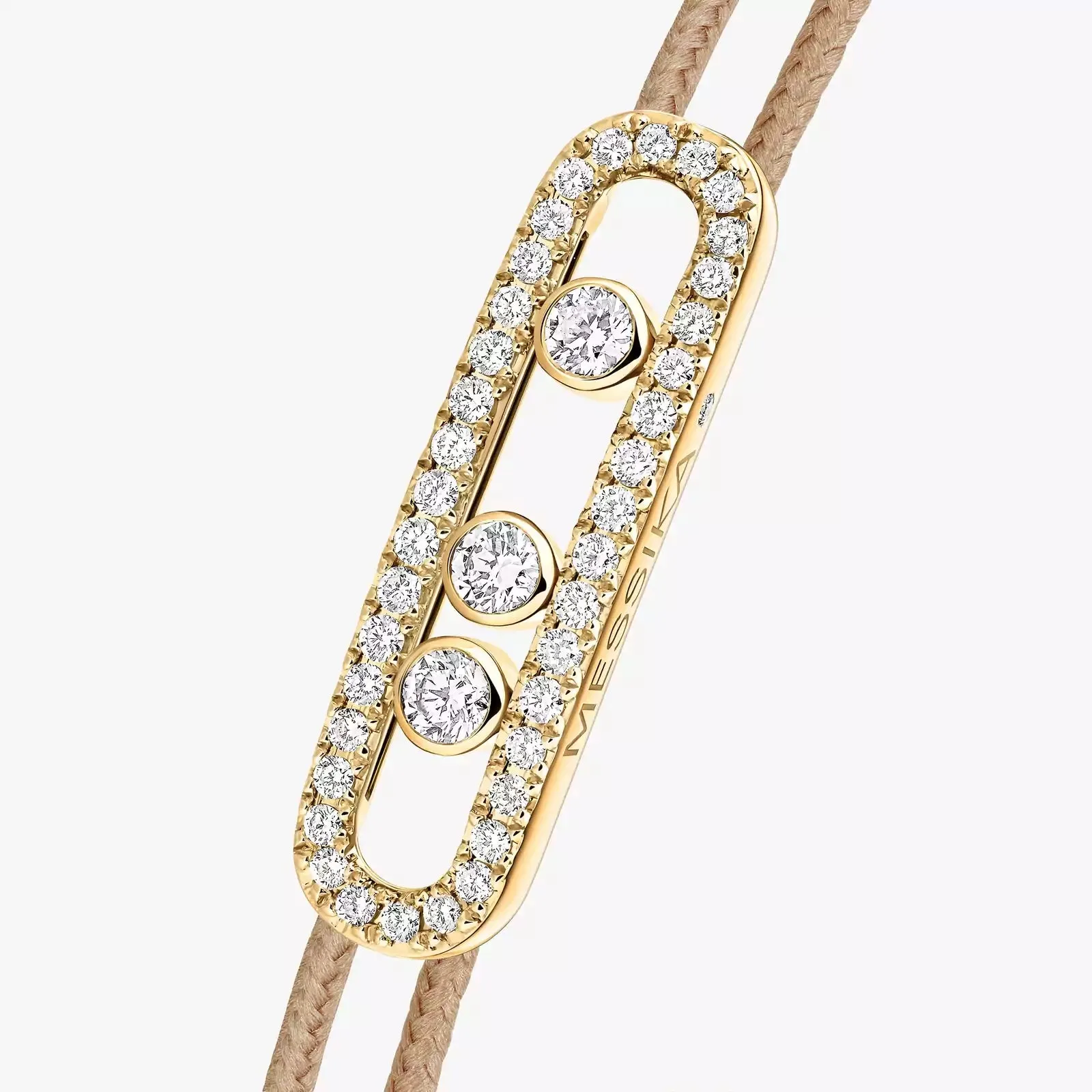 Messika Care(s) 18ct Yellow Gold & 0.26ct Diamond Beige Cord Pav Bracelet