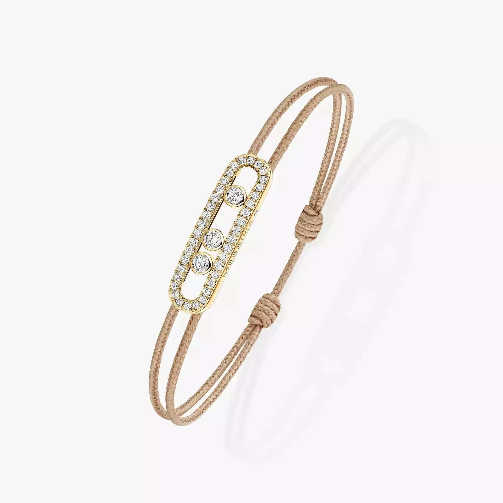 Messika Care(s) 18ct Yellow Gold & 0.26ct Diamond Beige Cord Pav Bracelet