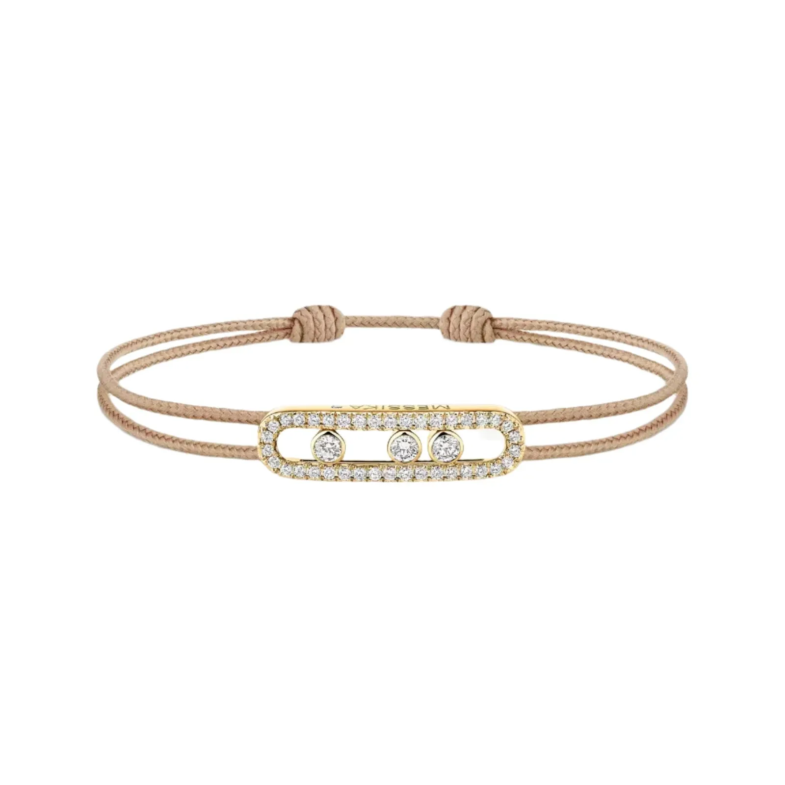 Messika Care(s) 18ct Yellow Gold & 0.26ct Diamond Beige Cord Pav Bracelet