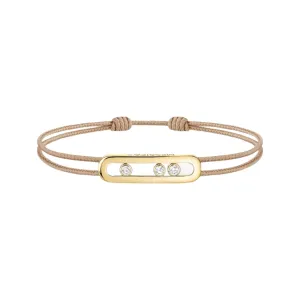 Messika Care(s) 18ct Yellow Gold & Diamond Beige Cord Bracelet