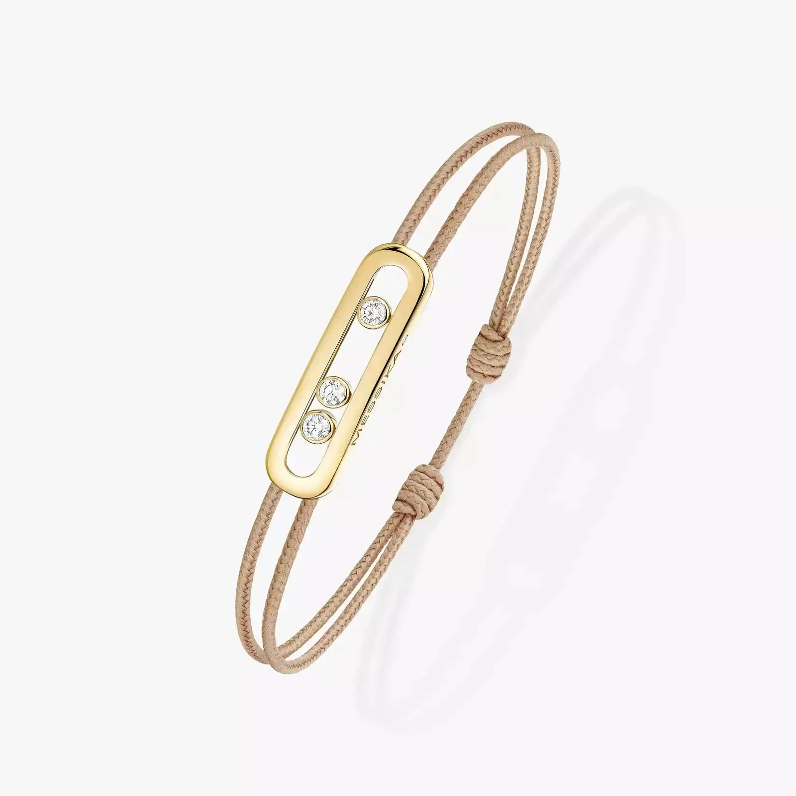 Messika Care(s) 18ct Yellow Gold & Diamond Beige Cord Bracelet