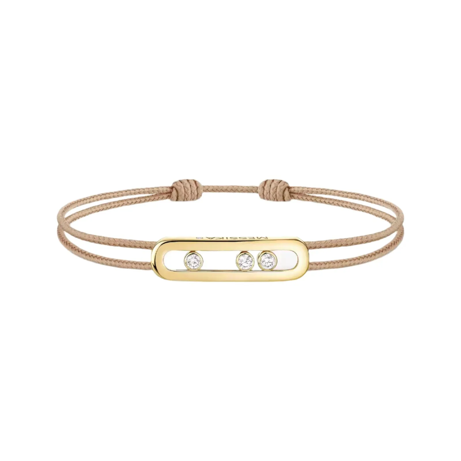 Messika Care(s) 18ct Yellow Gold & Diamond Beige Cord Bracelet