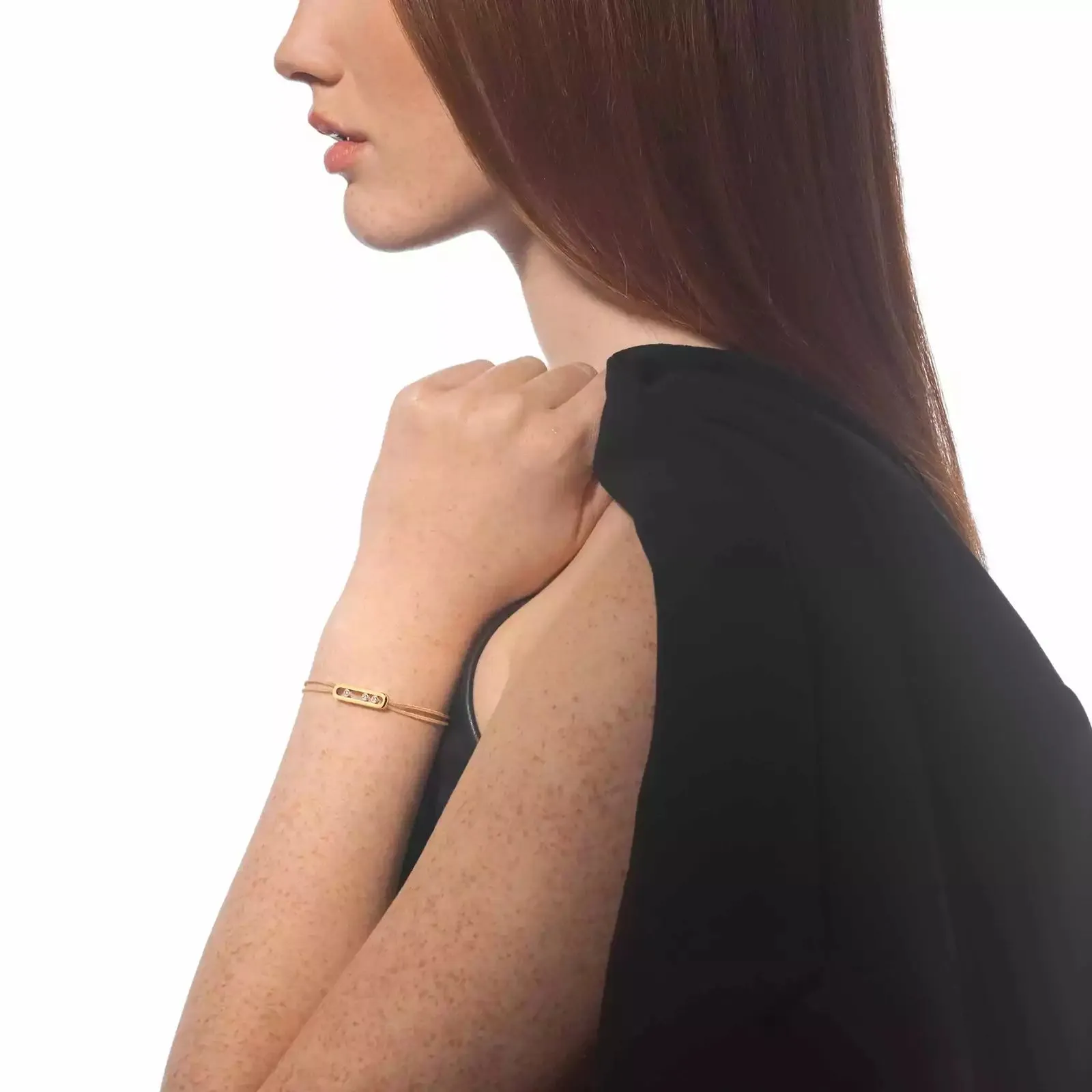 Messika Care(s) 18ct Yellow Gold & Diamond Beige Cord Bracelet