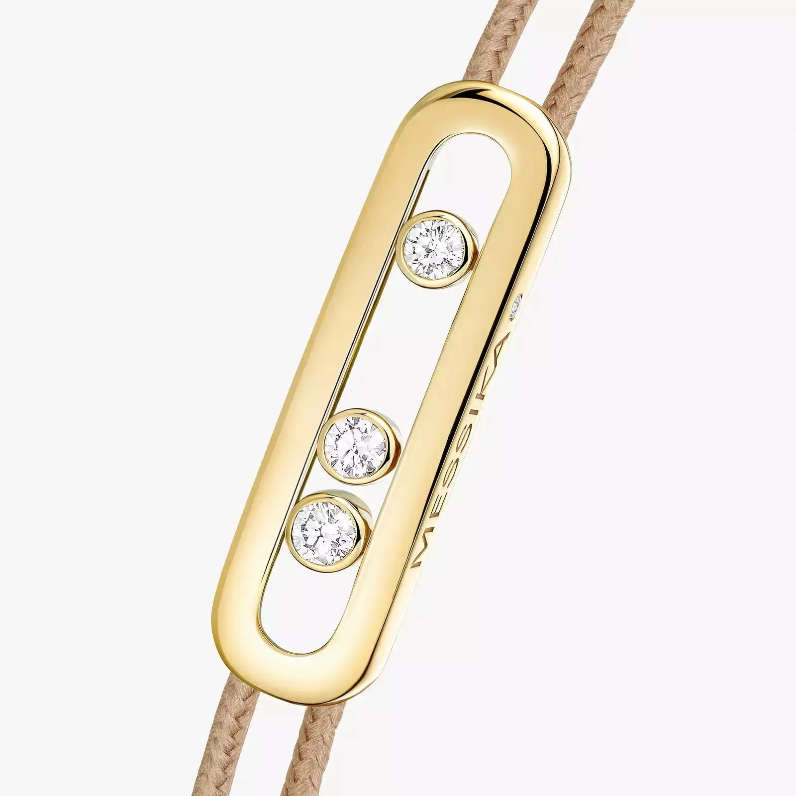 Messika Care(s) 18ct Yellow Gold & Diamond Beige Cord Bracelet
