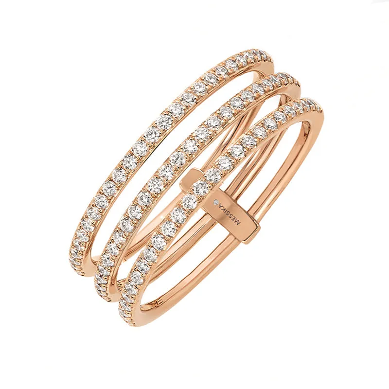 Messika Gatsby 18ct Rose Gold 0.41ct Diamond Three Row Ring