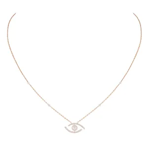 Messika Lucky Eye 18ct Rose Gold 0.30ct Diamond Pave Necklace