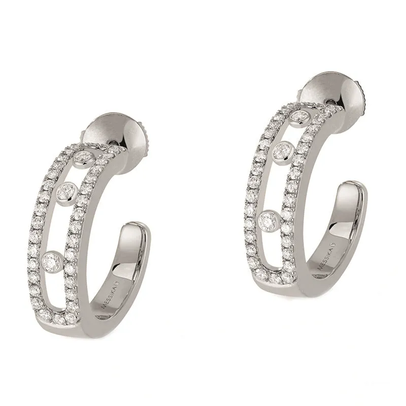 Messika Move Pave 18ct White Gold 0.50ct Diamond Hoop Earrings