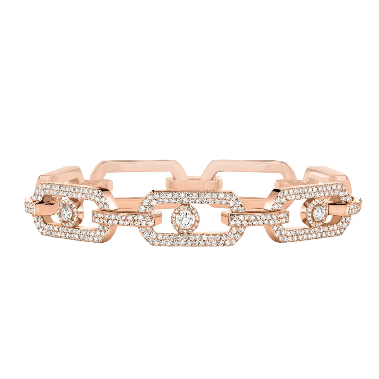 Messika So Move 18ct Rose Gold 3.28ct Diamond Pave Link Bracelet