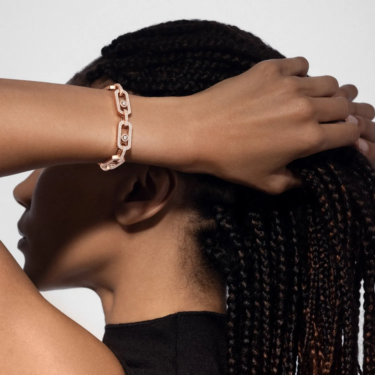 Messika So Move 18ct Rose Gold 3.28ct Diamond Pave Link Bracelet