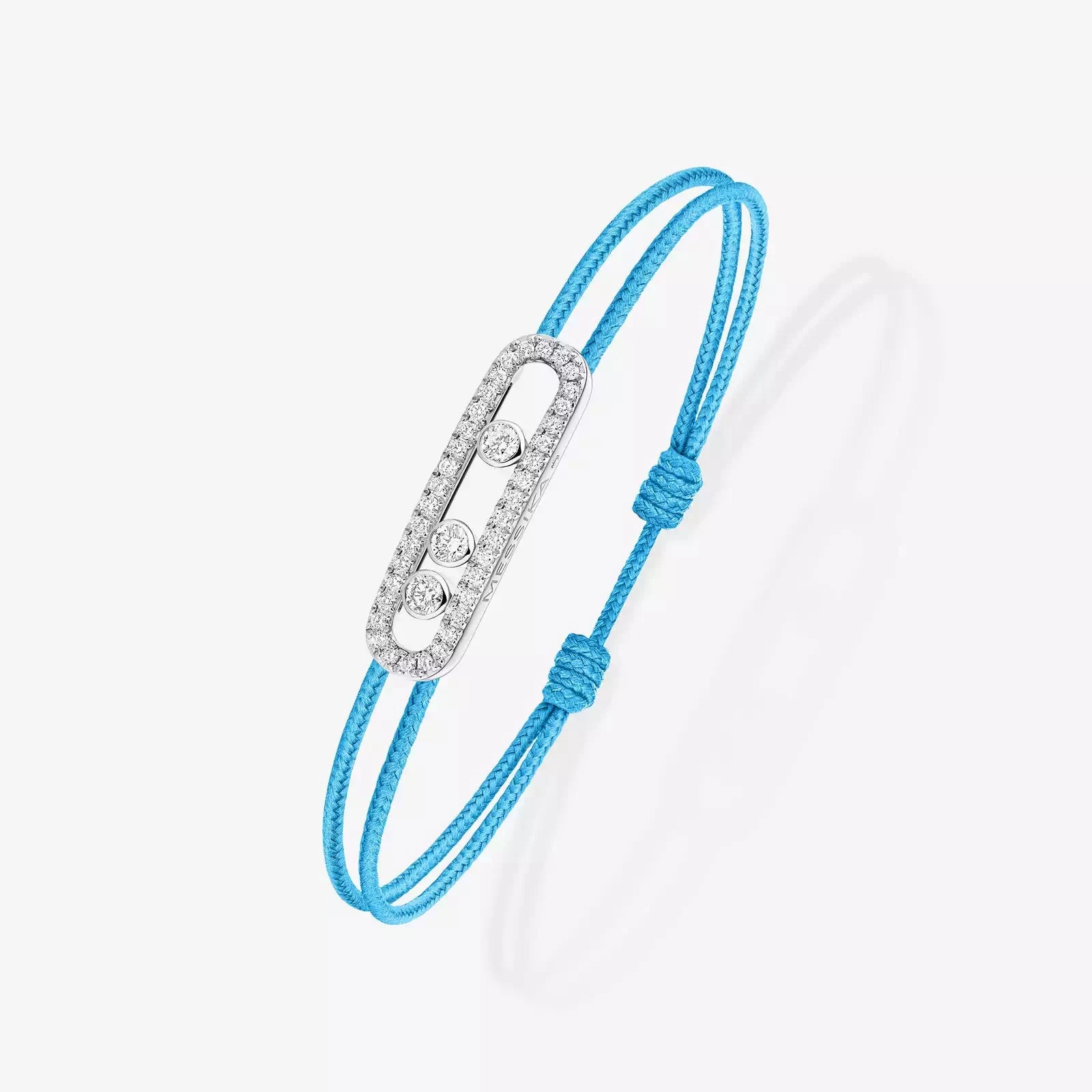 Messika Care(s) 18ct White Gold & 0.26ct Diamond Blue Cord Pav Bracelet