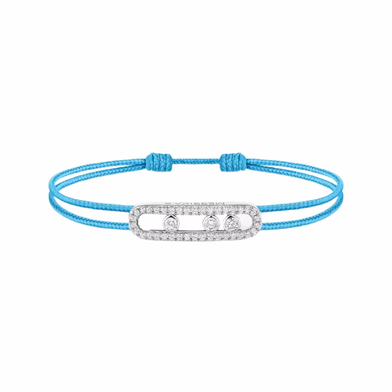 Messika Care(s) 18ct White Gold & 0.26ct Diamond Blue Cord Pav Bracelet