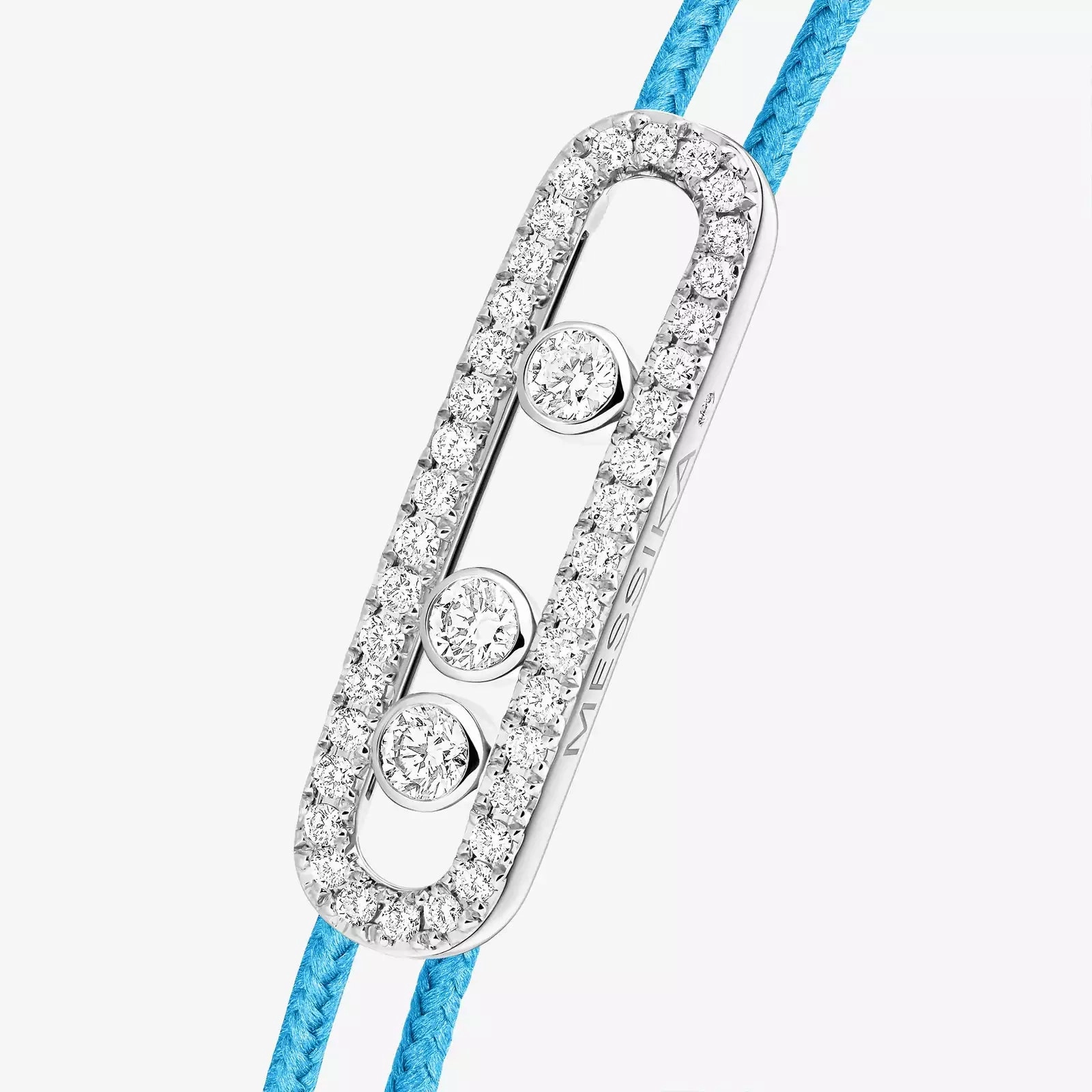 Messika Care(s) 18ct White Gold & 0.26ct Diamond Blue Cord Pav Bracelet