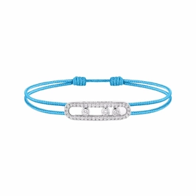 Messika Care(s) 18ct White Gold & 0.26ct Diamond Blue Cord Pav Bracelet