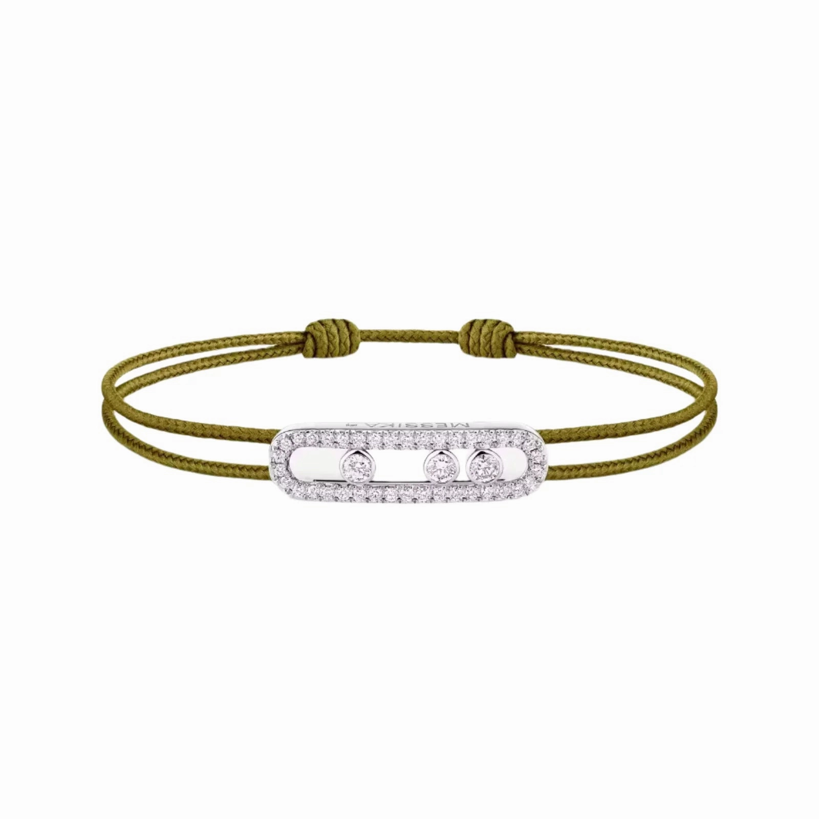 Messika Care(s) 18ct White Gold & 0.26ct Diamond Khaki Cord Pav Bracelet