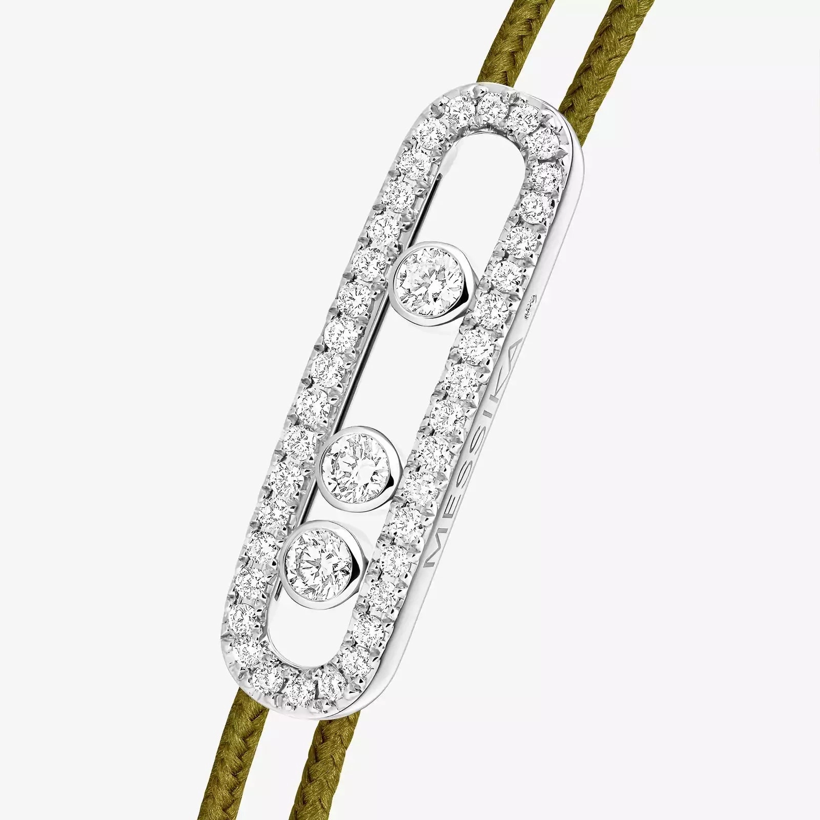 Messika Care(s) 18ct White Gold & 0.26ct Diamond Khaki Cord Pav Bracelet