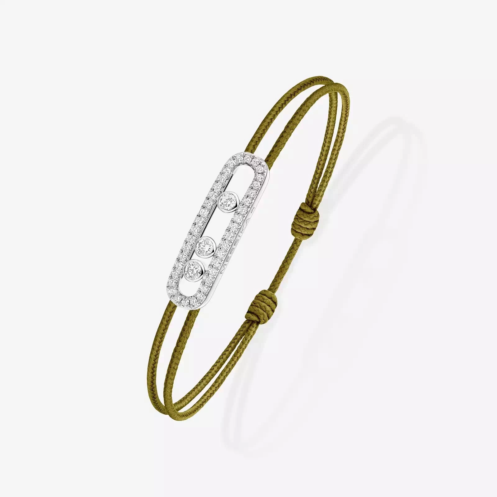 Messika Care(s) 18ct White Gold & 0.26ct Diamond Khaki Cord Pav Bracelet