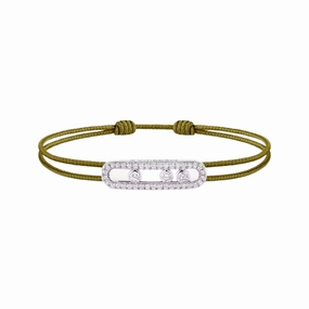 Messika Care(s) 18ct White Gold & 0.26ct Diamond Khaki Cord Pav Bracelet