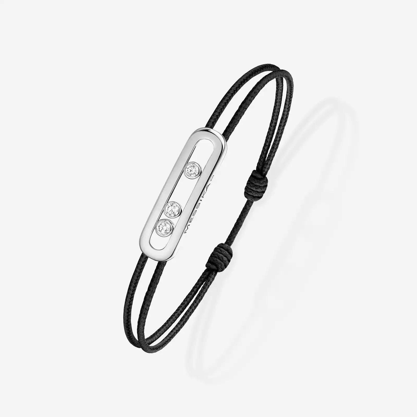 Messika Care(s) 18ct White Gold & Diamond Black Cord Bracelet