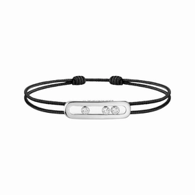 Messika Care(s) 18ct White Gold & Diamond Black Cord Bracelet