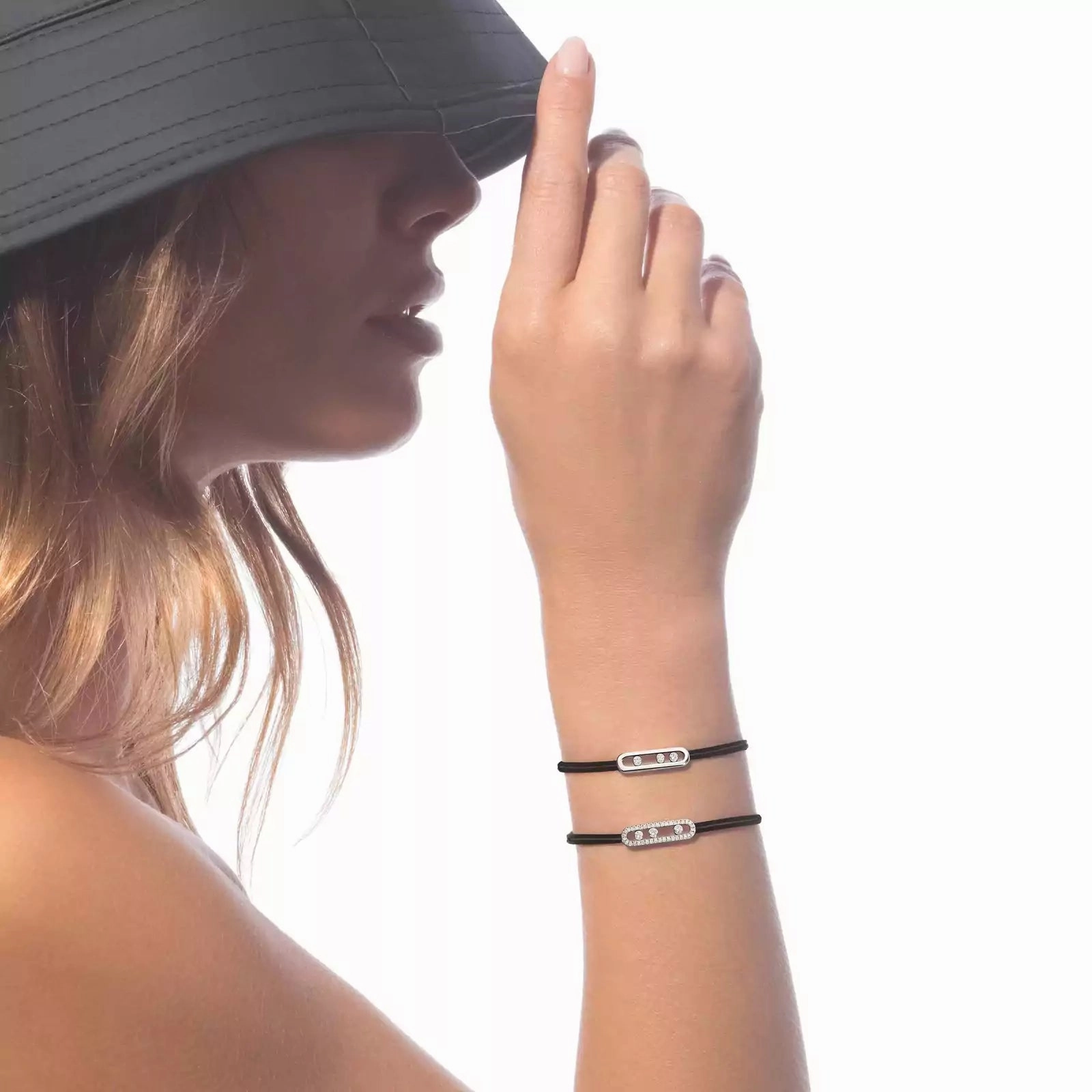 Messika Care(s) 18ct White Gold & Diamond Black Cord Bracelet