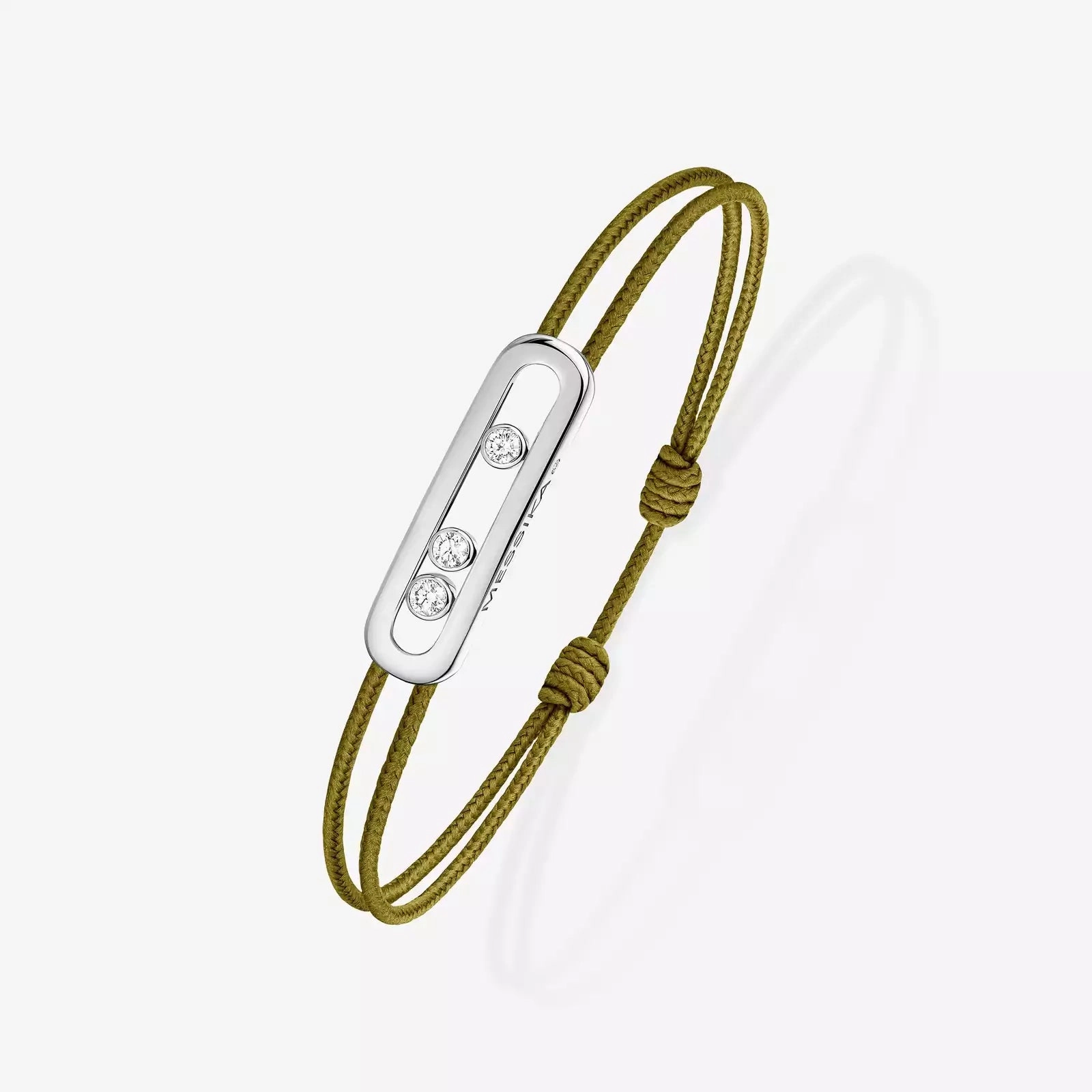 Messika Care(s) 18ct White Gold & Diamond Khaki Cord Bracelet