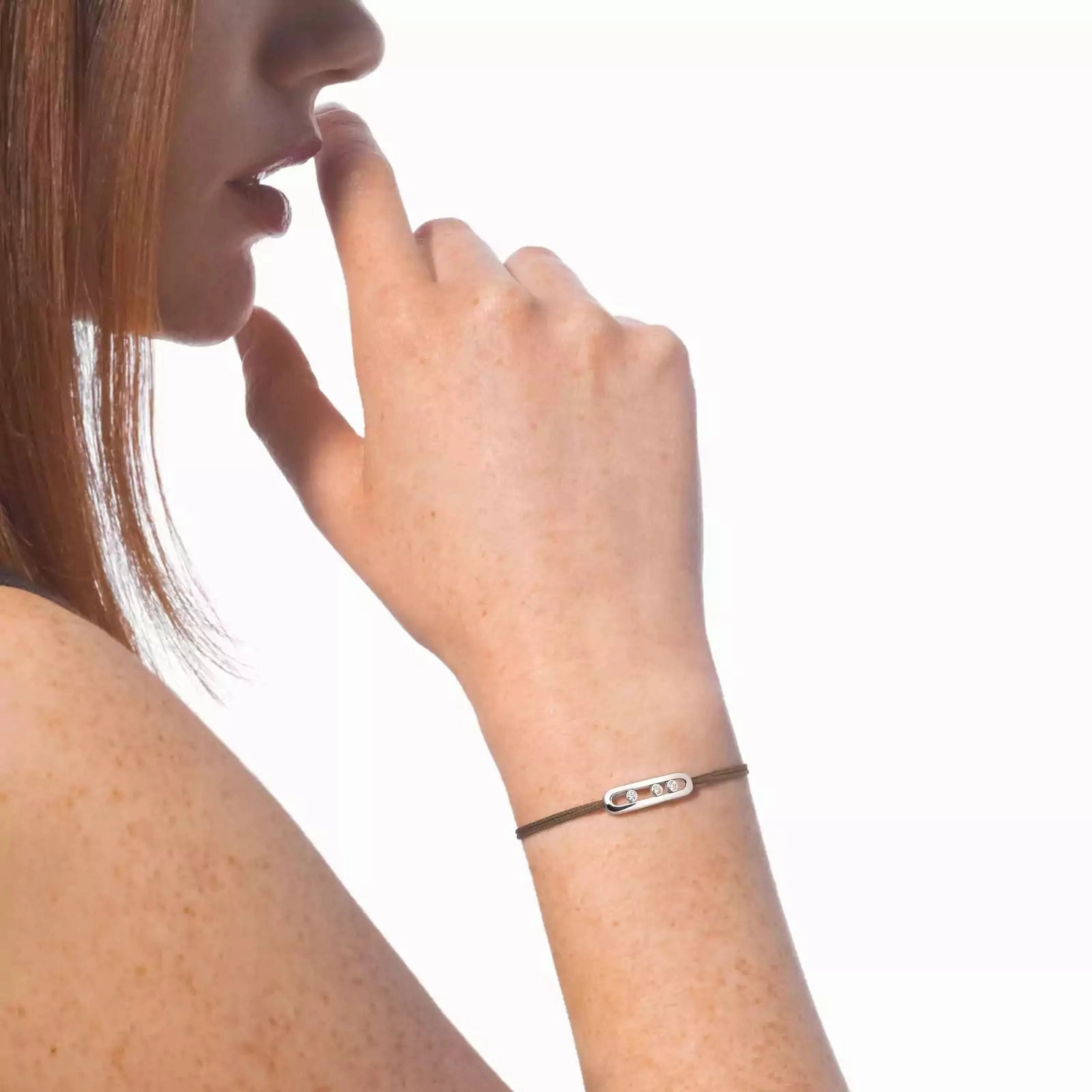 Messika Care(s) 18ct White Gold & Diamond Khaki Cord Bracelet