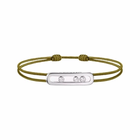 Messika Care(s) 18ct White Gold & Diamond Khaki Cord Bracelet