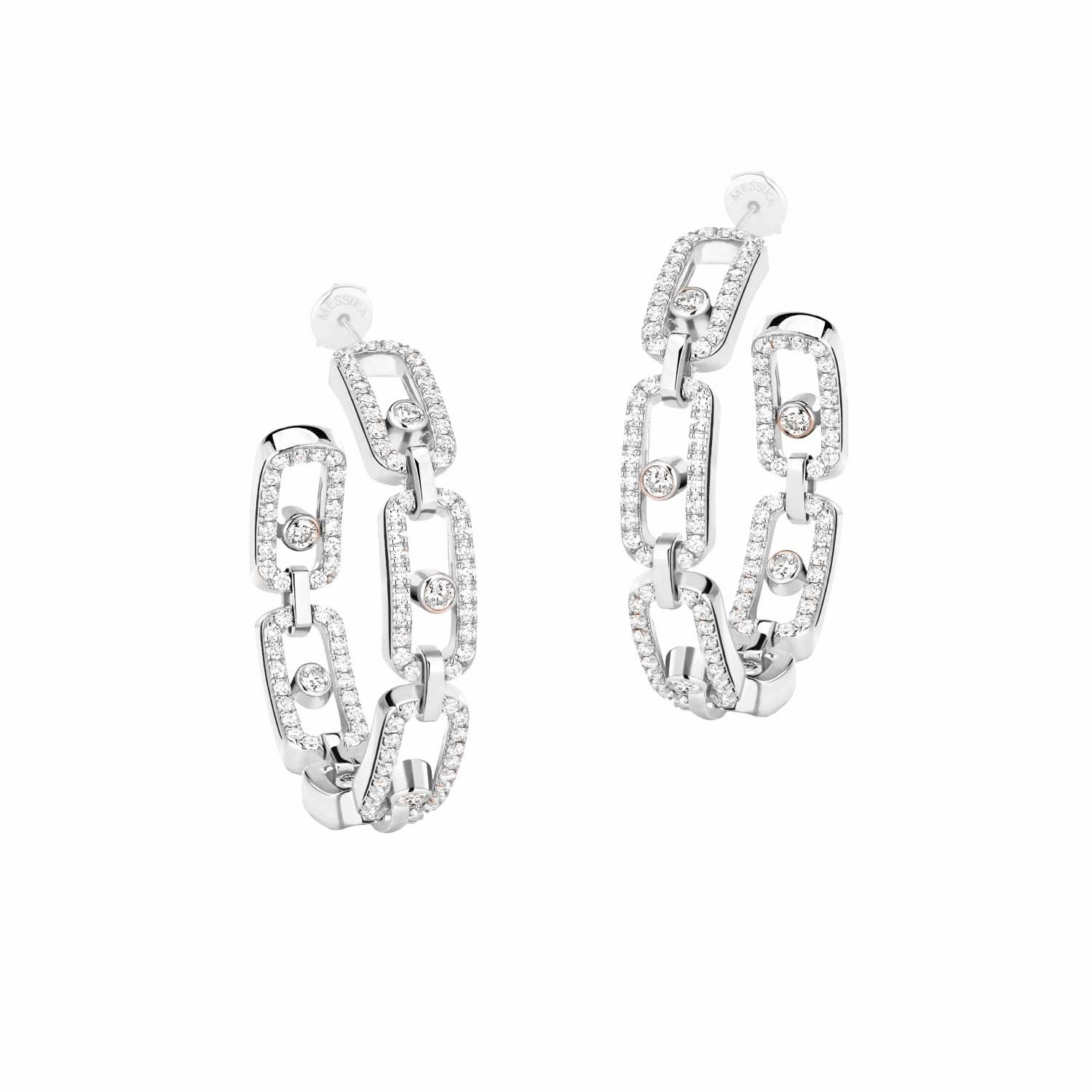 Messika Move Link 18ct White Gold 0.86ct Diamond 2.4cm Hoop Earrings
