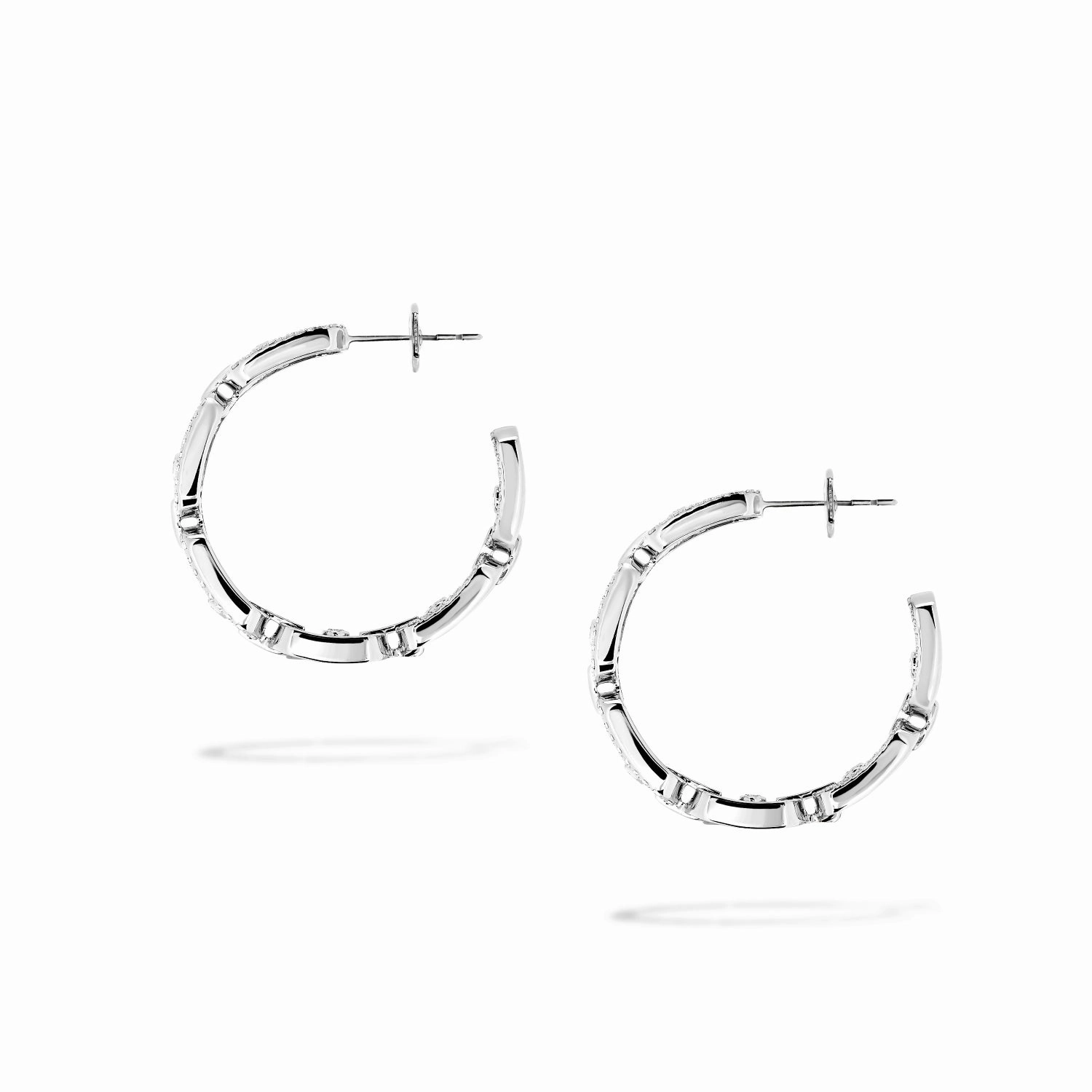 Messika Move Link 18ct White Gold 0.86ct Diamond 2.4cm Hoop Earrings