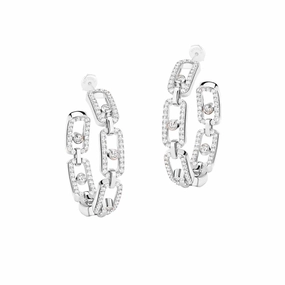 Messika Move Link 18ct White Gold 0.86ct Diamond 2.4cm Hoop Earrings