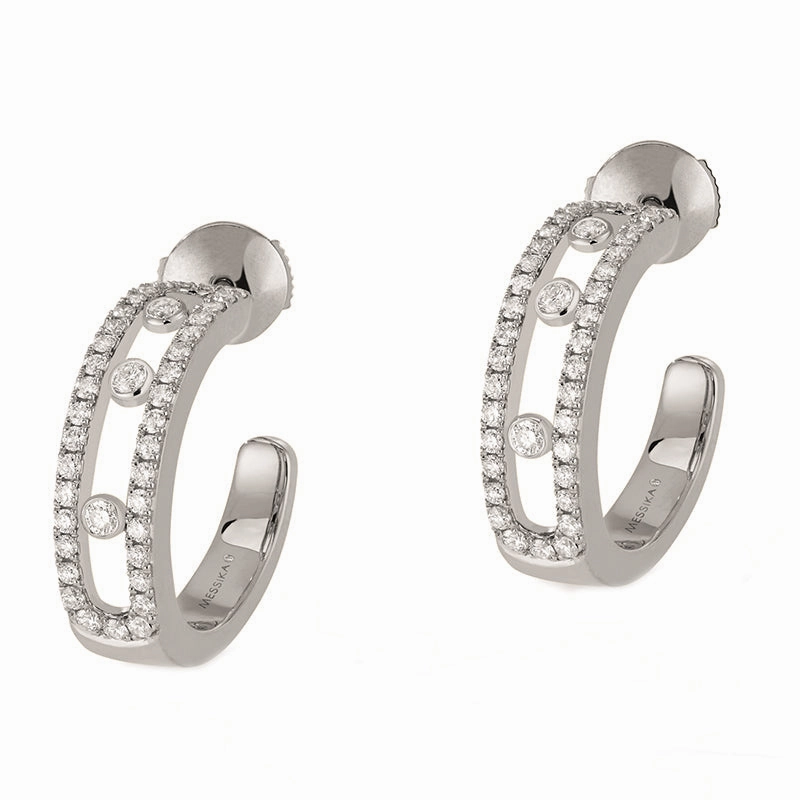 Messika Move Pave 18ct White Gold 0.50ct Diamond Hoop Earrings