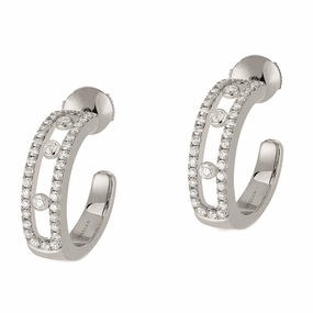 Messika Move Pave 18ct White Gold 0.50ct Diamond Hoop Earrings